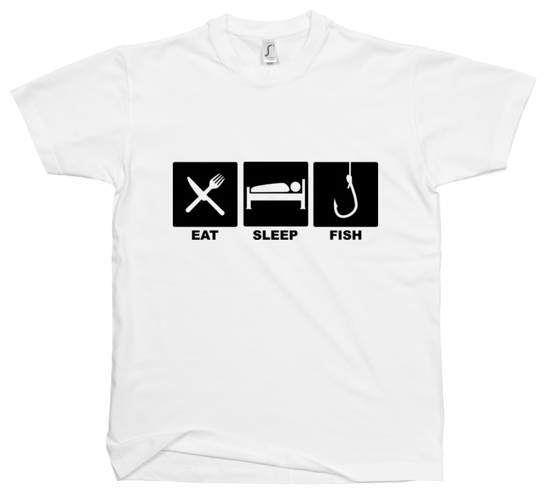 Eat Sleep Fish - Męska Koszulka Biała