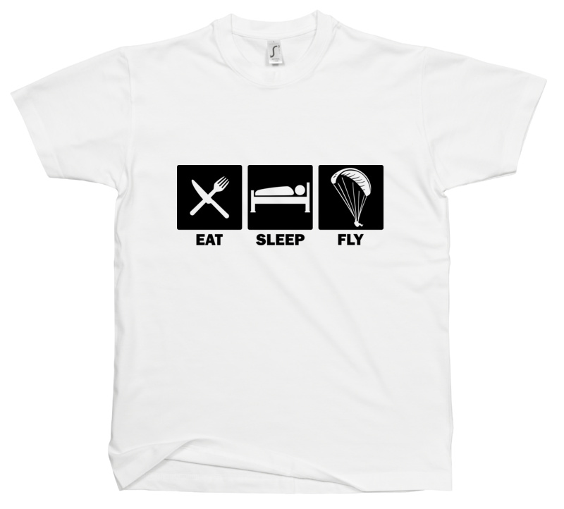 Eat Sleep Fly - Męska Koszulka Biała