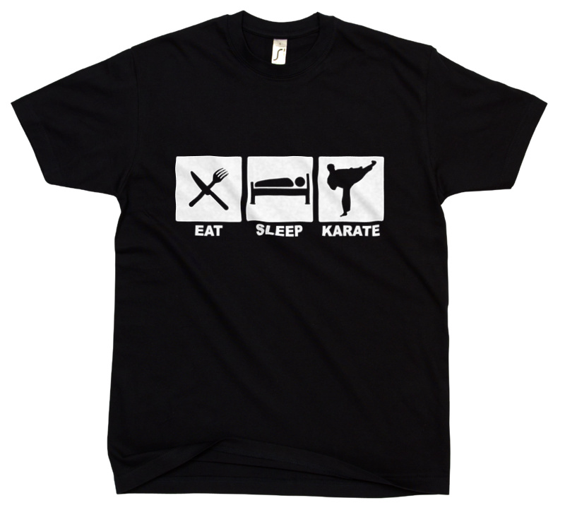 Eat Sleep Karate - Męska Koszulka Czarna
