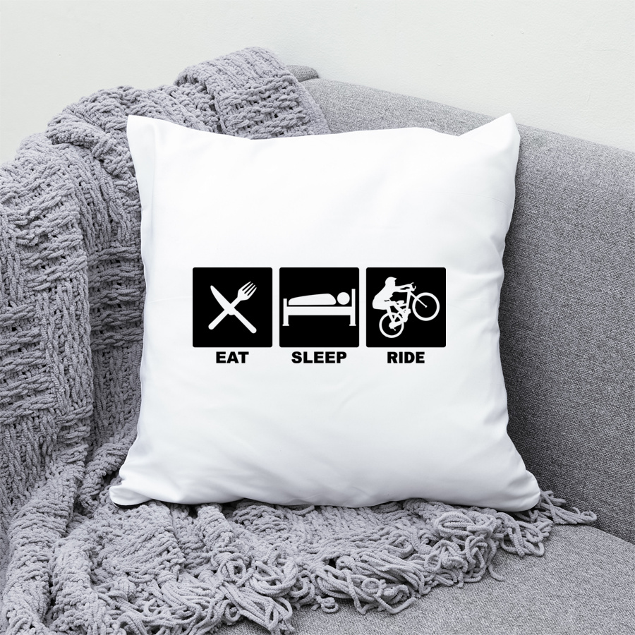 Eat Sleep Ride Bike - Poduszka Biała