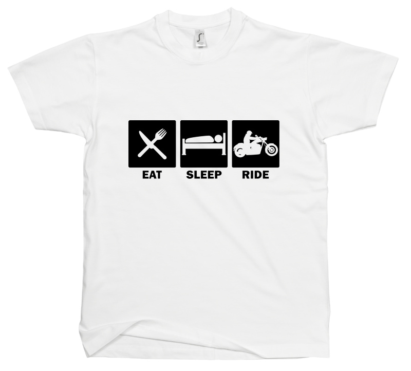 Eat Sleep Ride Chopper - Męska Koszulka Biała