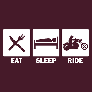 Eat Sleep Ride Chopper - Męska Koszulka Burgundowa