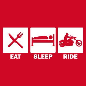 Eat Sleep Ride Chopper - Męska Koszulka Czerwona
