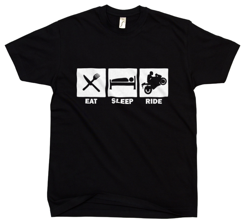 Eat Sleep Ride Ścigacz - Męska Koszulka Czarna