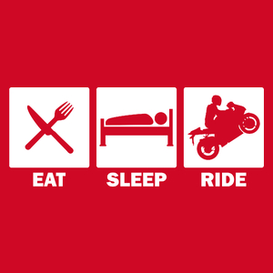Eat Sleep Ride Ścigacz - Męska Koszulka Czerwona
