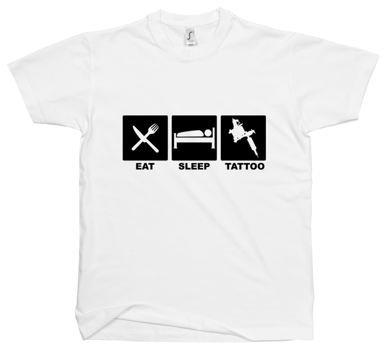 Eat Sleep Tattoo - Męska Koszulka Biała