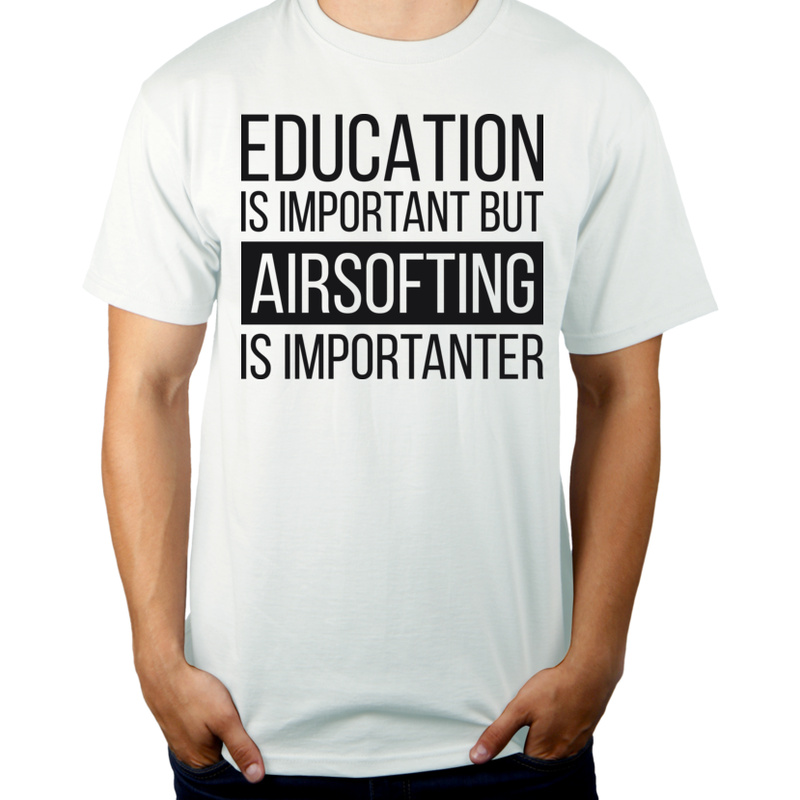 Education and Airsofting - Męska Koszulka Biała