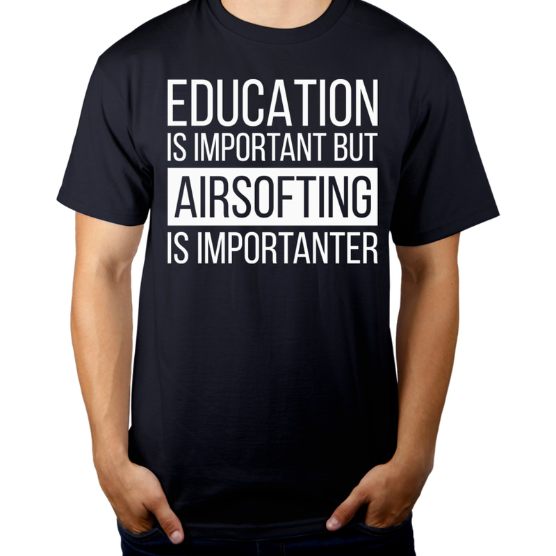 Education and Airsofting - Męska Koszulka Ciemnogranatowa