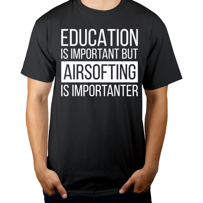 Education and Airsofting - Męska Koszulka Szara