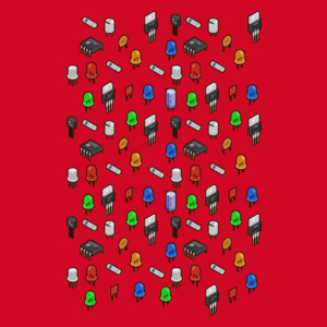Elektronika - Męska Koszulka Czerwona
