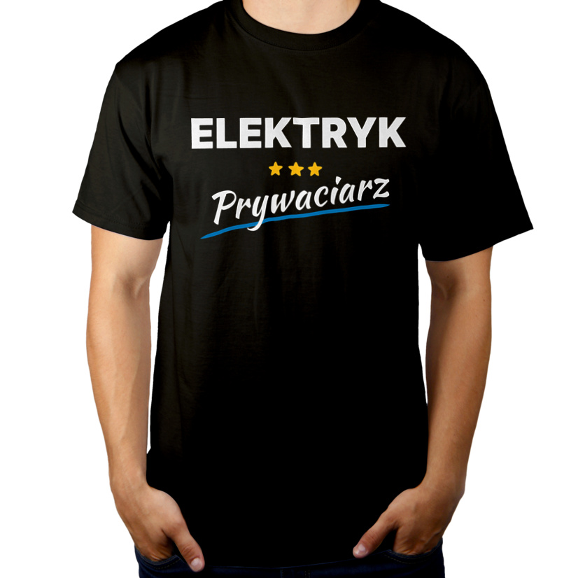 Elektryk Prywaciarz - Męska Koszulka Czarna