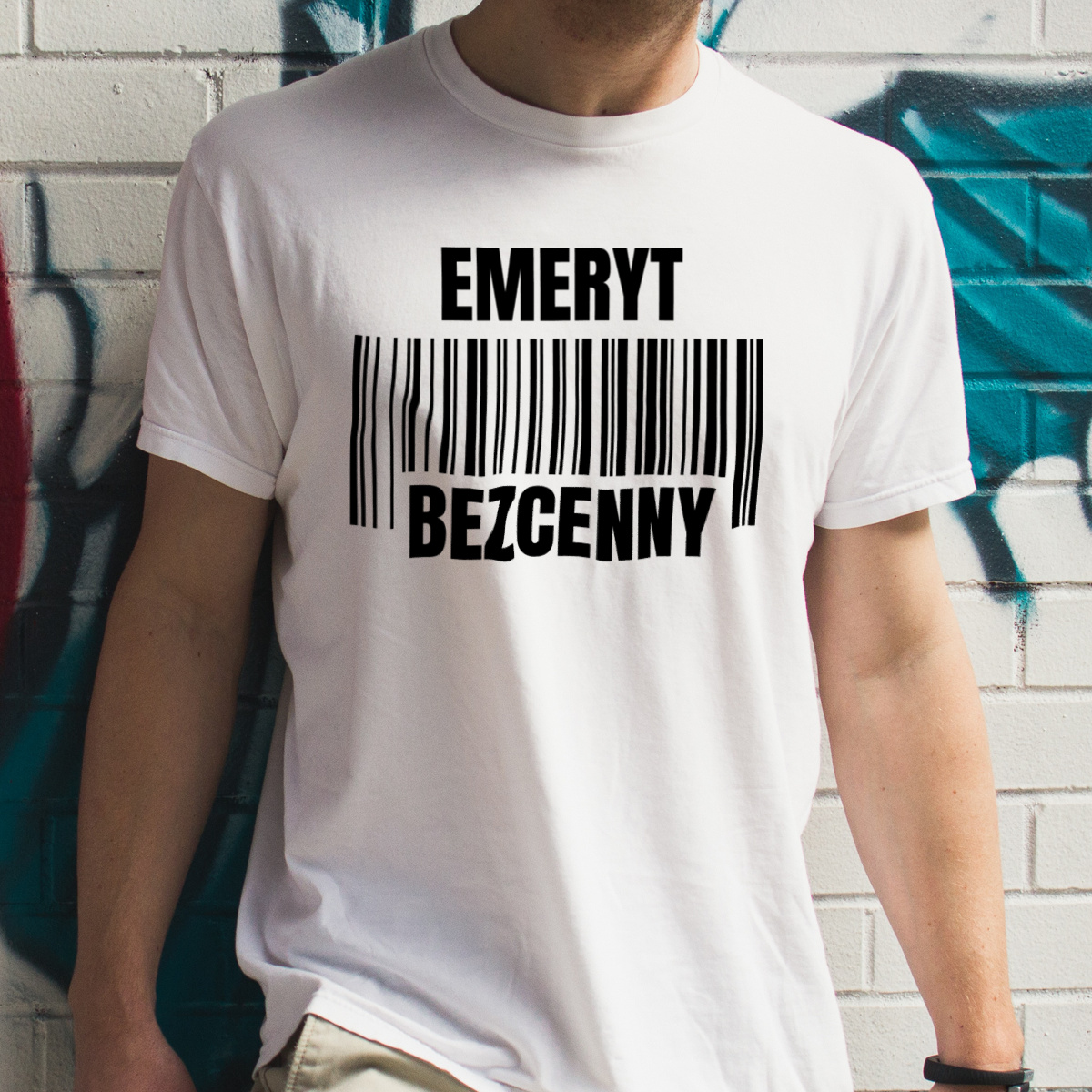 Emeryt Bezcenny - Męska Koszulka Biała