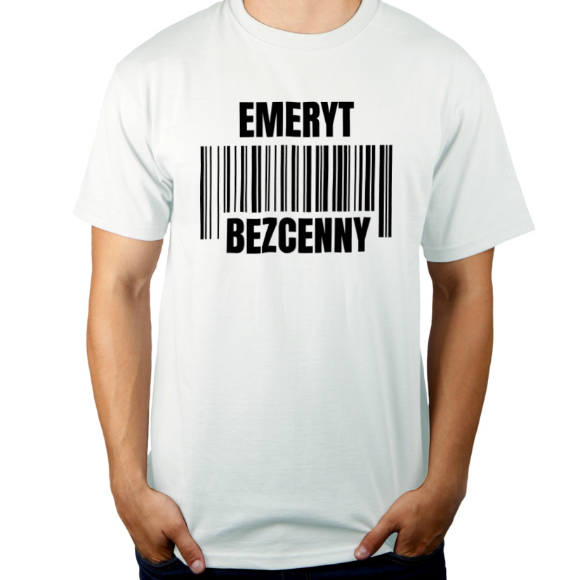 Emeryt Bezcenny - Męska Koszulka Biała