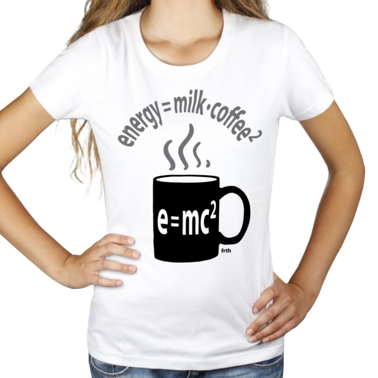 Energy = Milk * Coffee ^ 2 - Damska Koszulka Biała