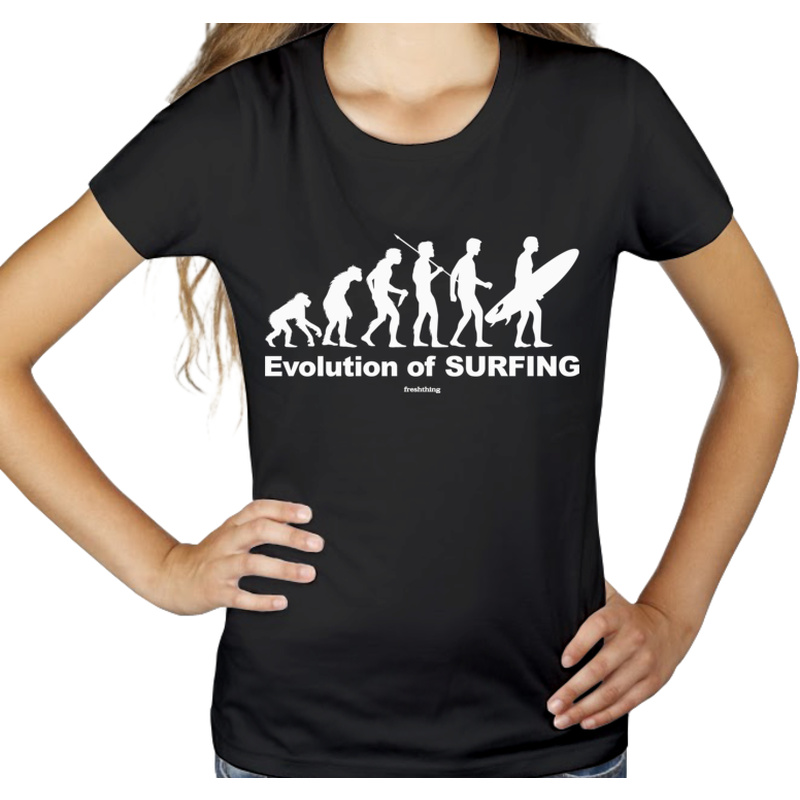 Evolution Of Surfing - Damska Koszulka Czarna
