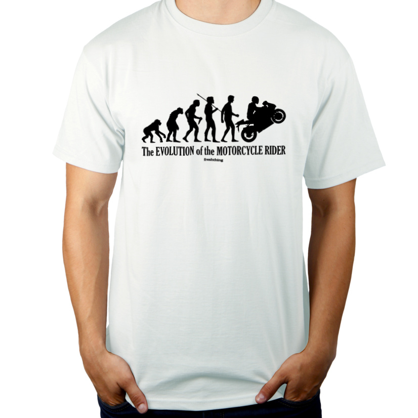 Ewolucja do Motocyklisty - Męska Koszulka Biała