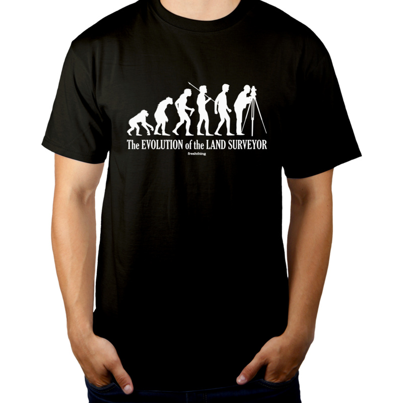 Ewolucja do geodety - Męska Koszulka Czarna