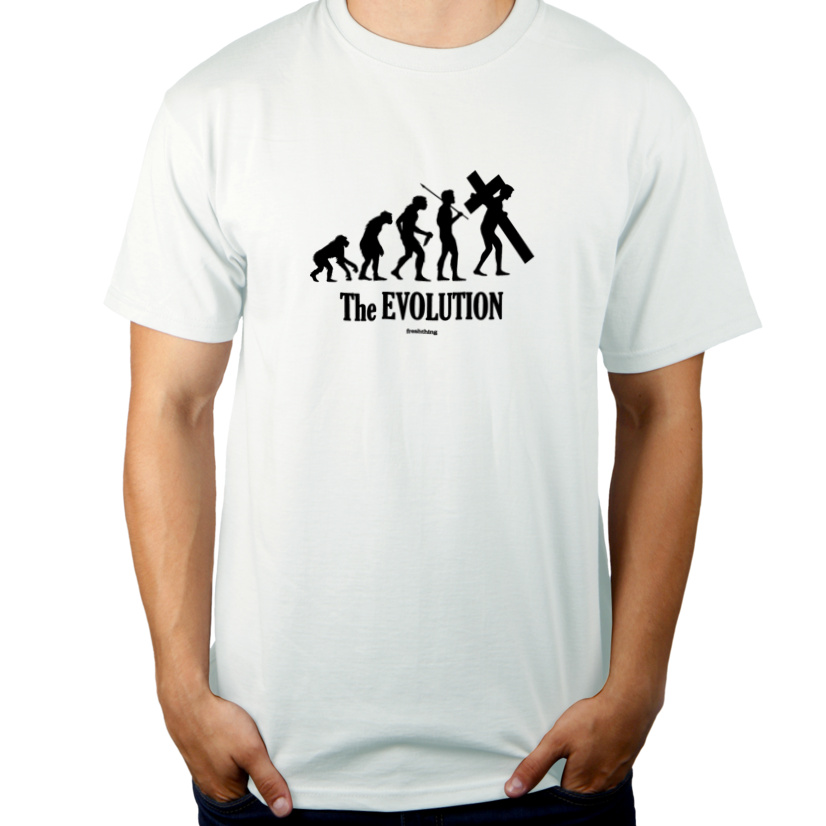 Ewolucja do krzyża - Męska Koszulka Biała