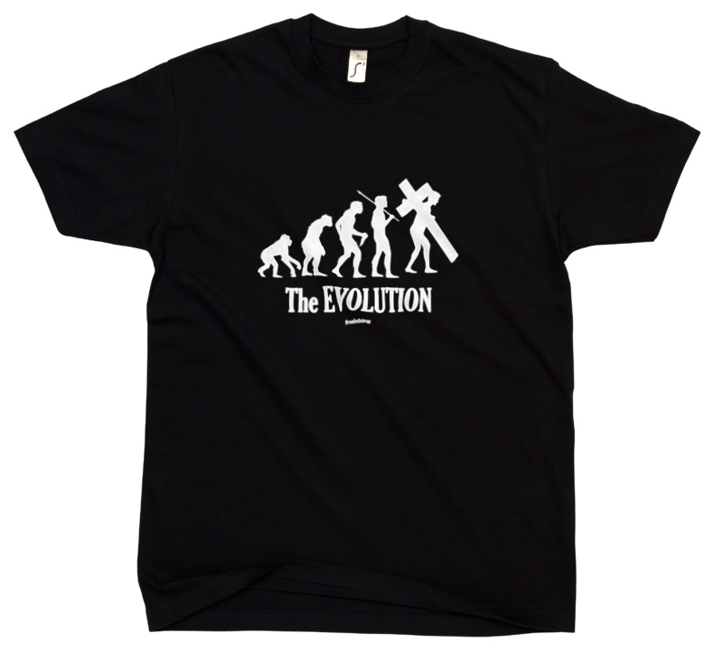 Ewolucja do krzyża - Męska Koszulka Czarna