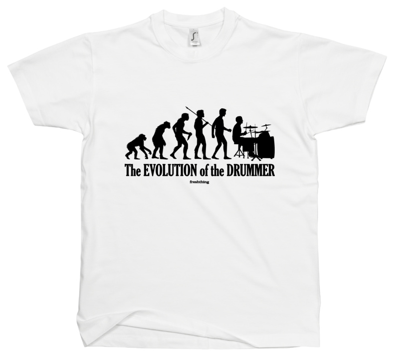 Ewolucja do perkusisty - Męska Koszulka Biała