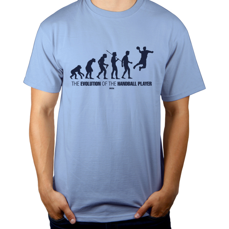 Ewolucja do piłkarza ręcznego - Męska Koszulka Błękitna