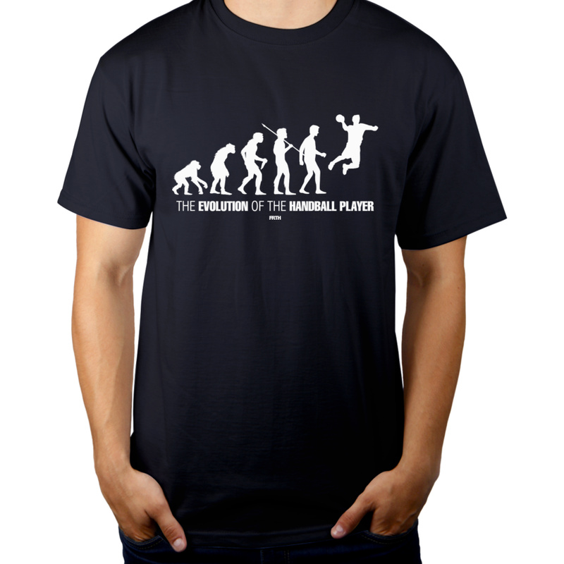 Ewolucja do piłkarza ręcznego - Męska Koszulka Ciemnogranatowa