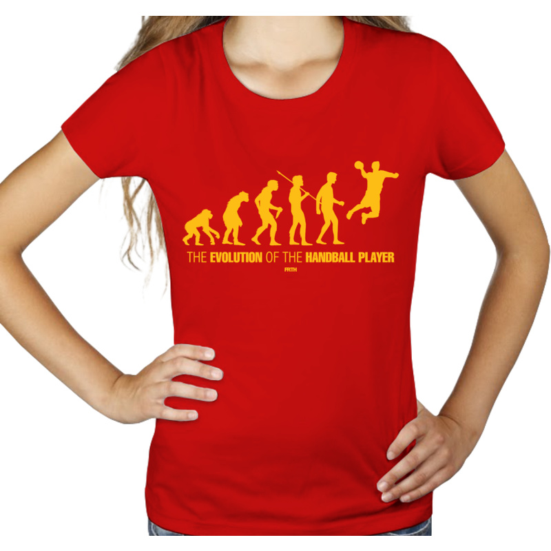 Ewolucja do piłkarza ręcznego - Damska Koszulka Czerwona