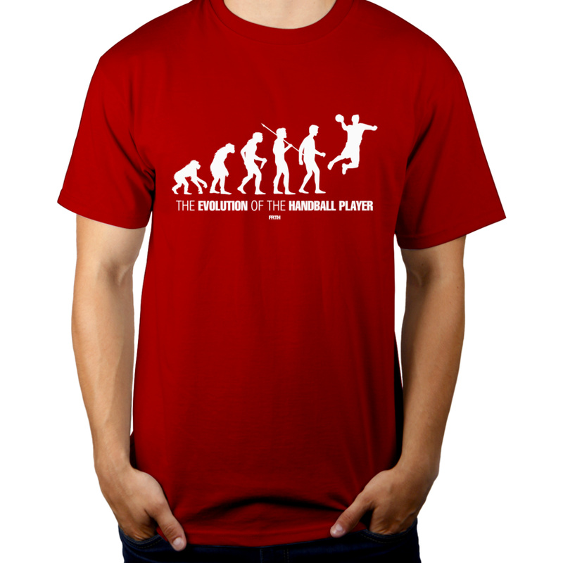Ewolucja do piłkarza ręcznego - Męska Koszulka Czerwona