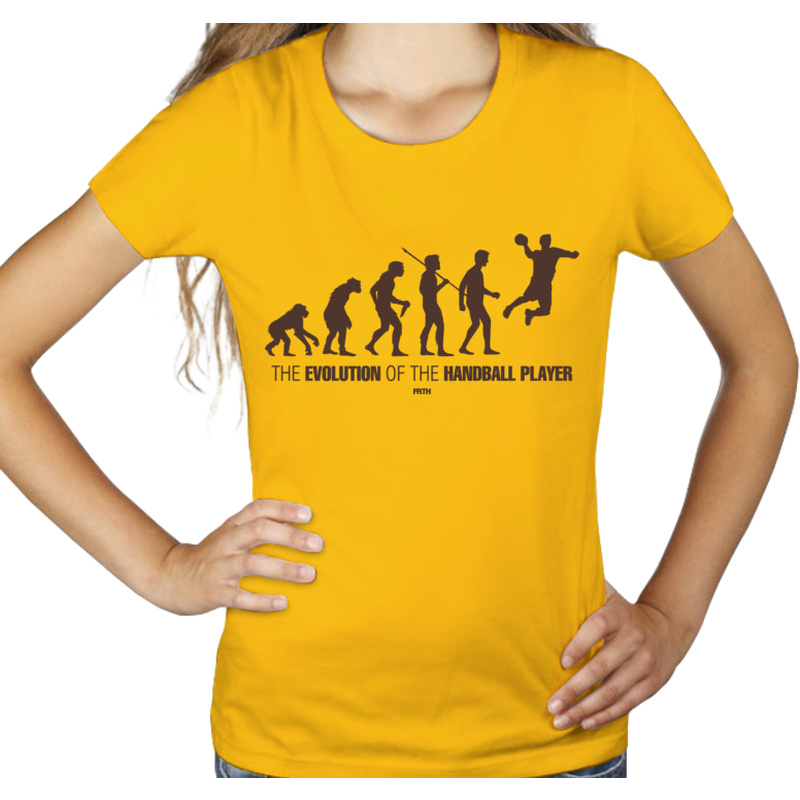 Ewolucja do piłkarza ręcznego - Damska Koszulka Żółta