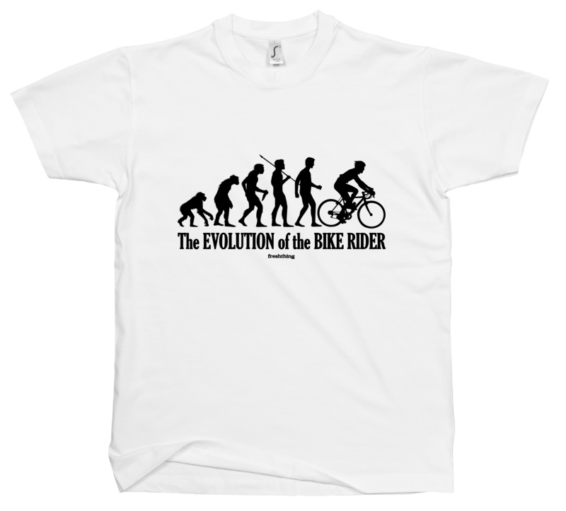 Ewolucja do rowerzysty - Męska Koszulka Biała