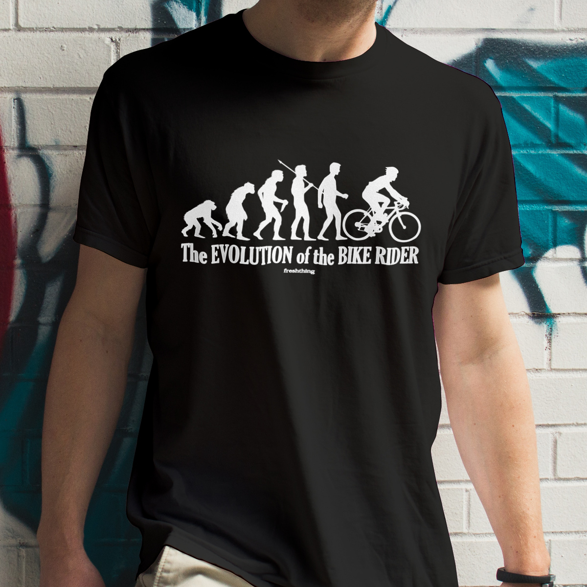 Ewolucja do rowerzysty - Męska Koszulka Czarna