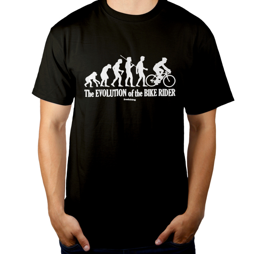 Ewolucja do rowerzysty - Męska Koszulka Czarna