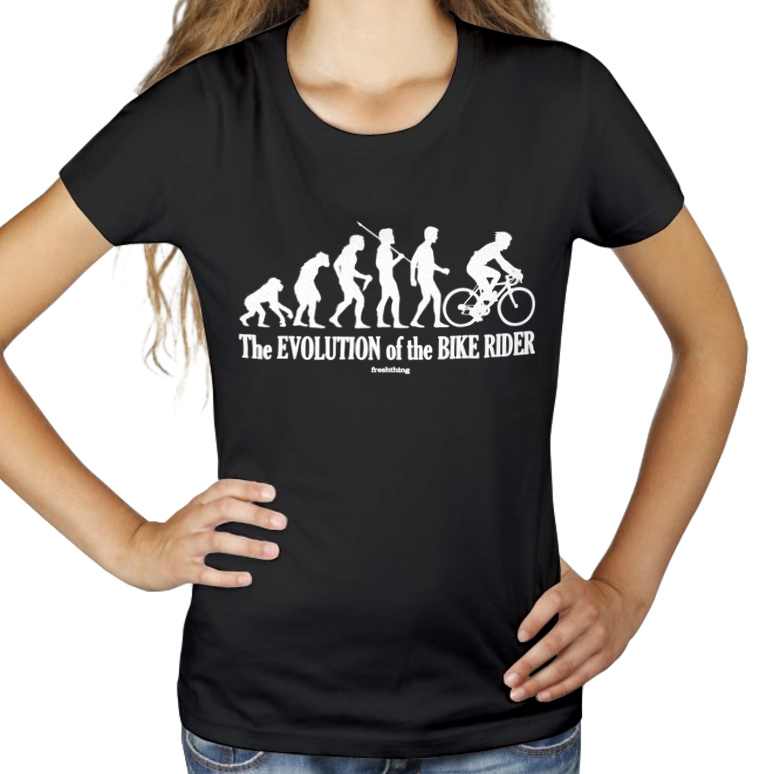 Ewolucja do rowerzysty - Damska Koszulka Czarna