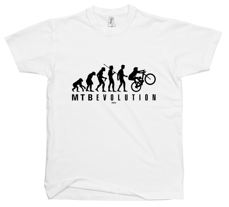 Ewolucja do rowerzysty MTB - Męska Koszulka Biała