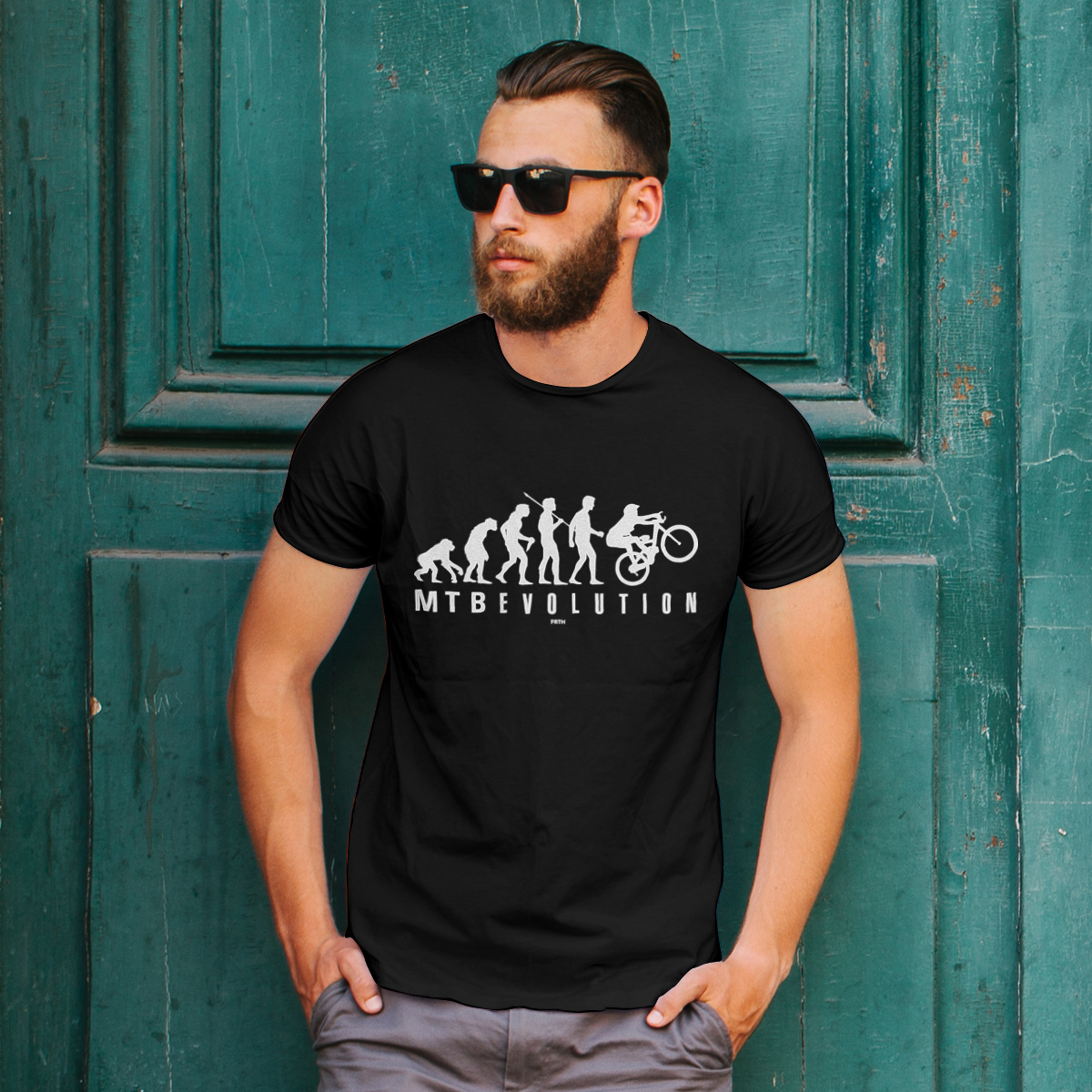 Ewolucja do rowerzysty MTB - Męska Koszulka Czarna