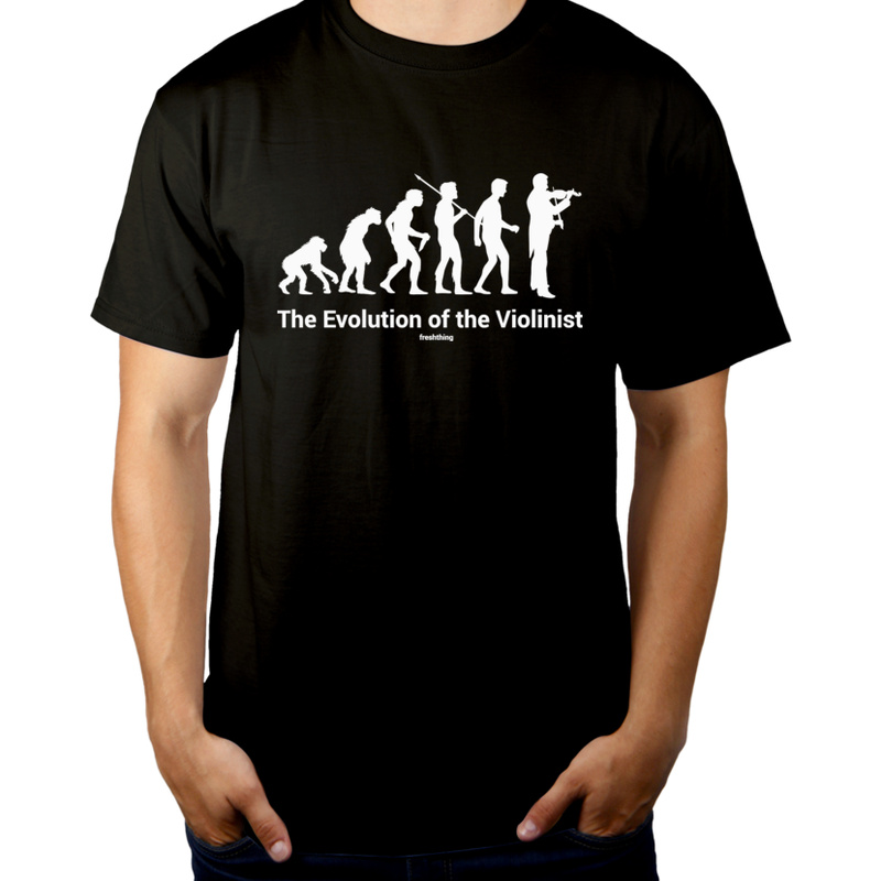 Ewolucja do skrzypka - Męska Koszulka Czarna
