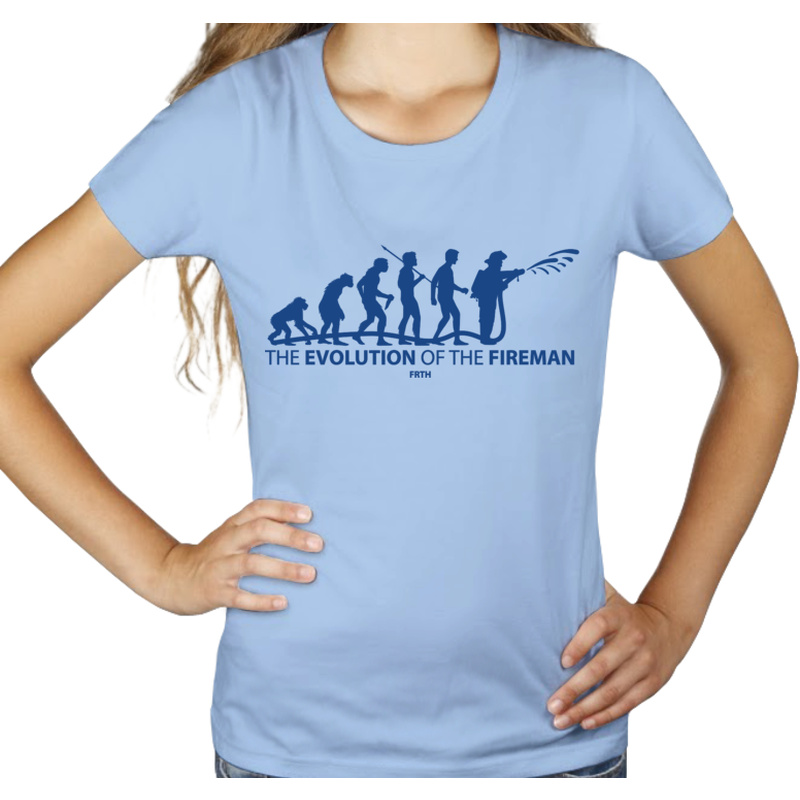 Ewolucja do strażaka - Damska Koszulka Błękitna