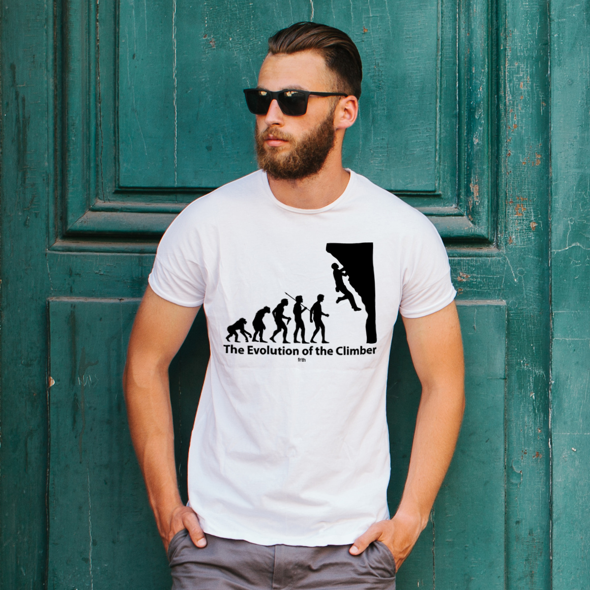 Ewolucja do wspinacza - Męska Koszulka Biała