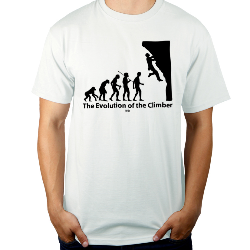 Ewolucja do wspinacza - Męska Koszulka Biała