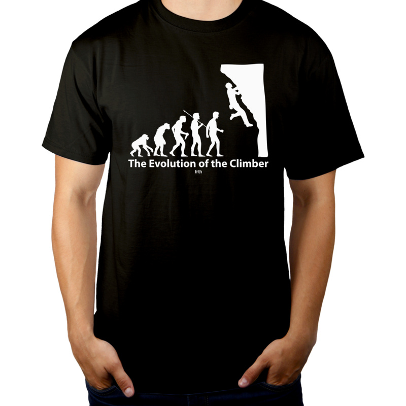 Ewolucja do wspinacza - Męska Koszulka Czarna