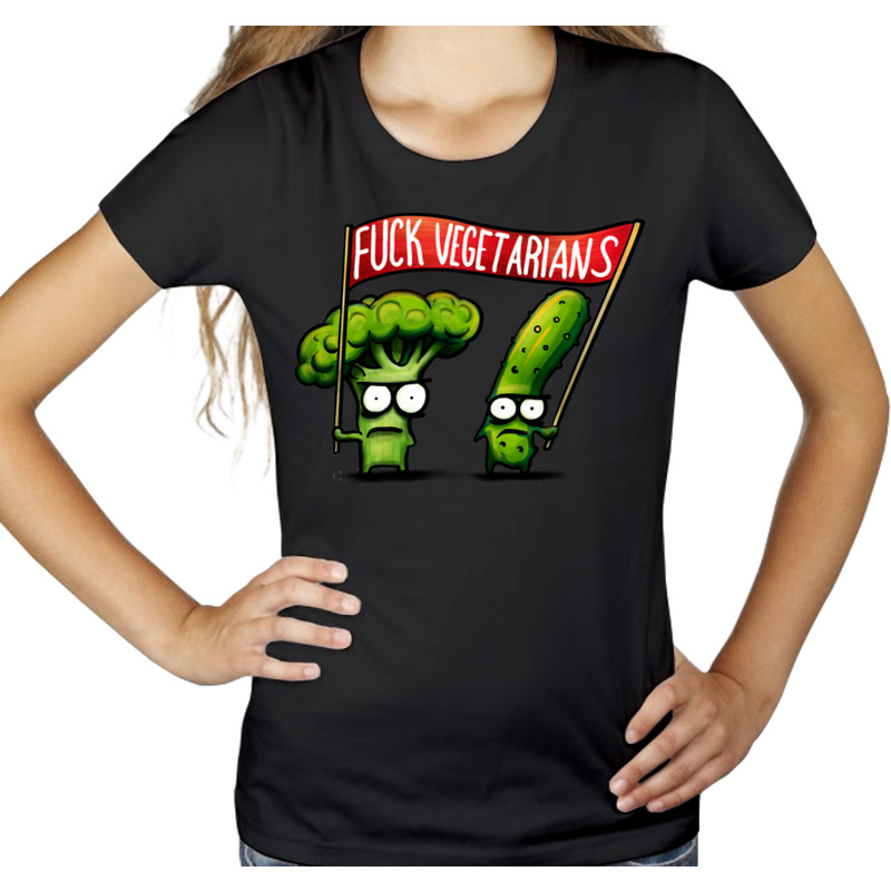 F*ck Vegetarians brokuł i ogórek - Damska Koszulka Czarna
