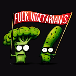 F*ck Vegetarians brokuł i ogórek - Męska Koszulka Czarna