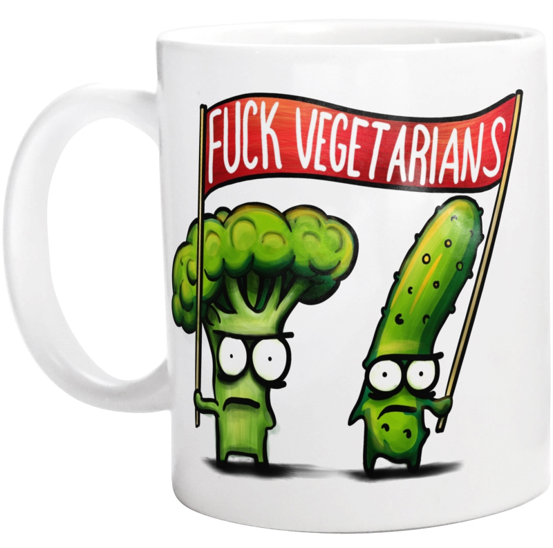 F*ck Vegetarians brokuł i ogórek - Kubek Biały