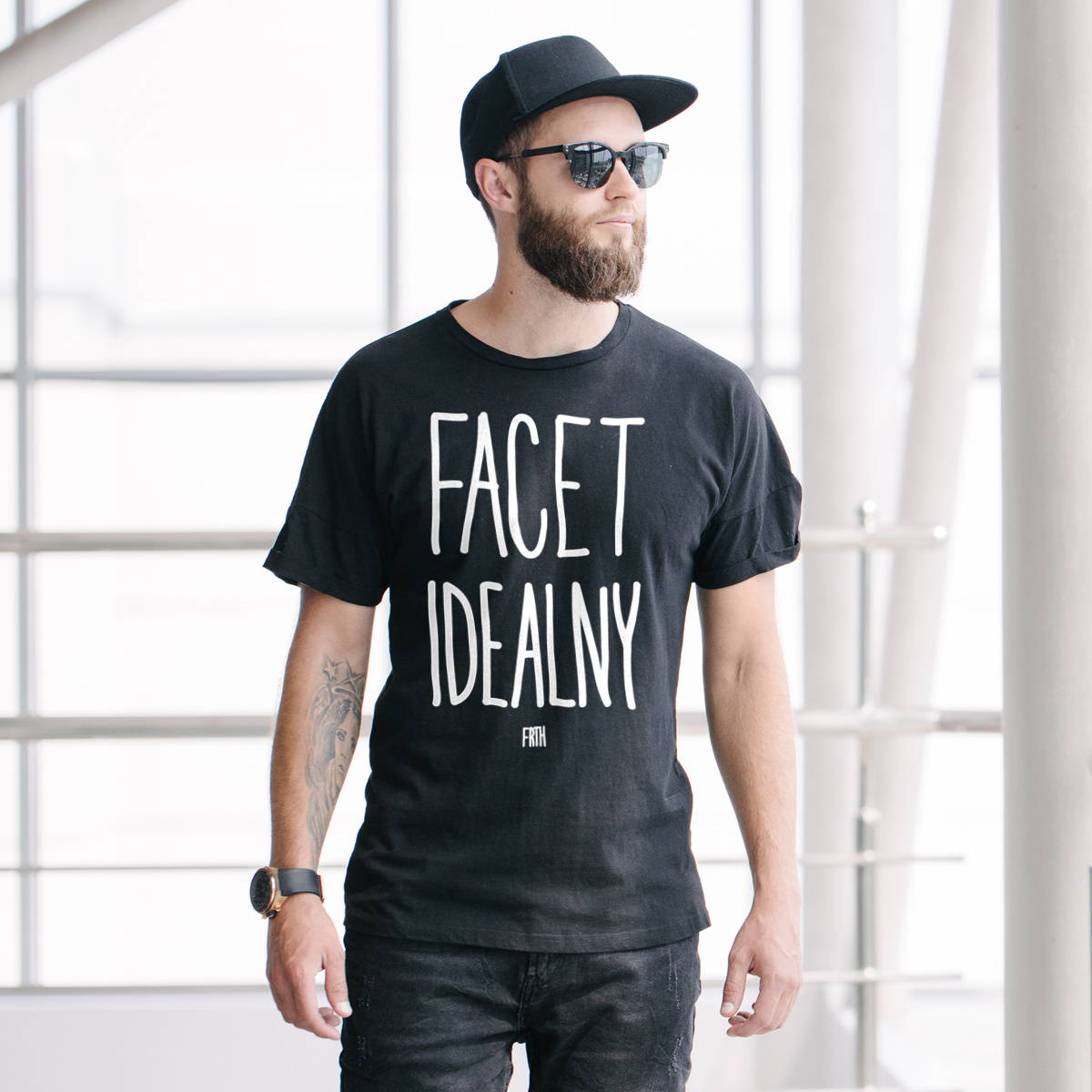 Facet Idealny - Męska Koszulka Czarna