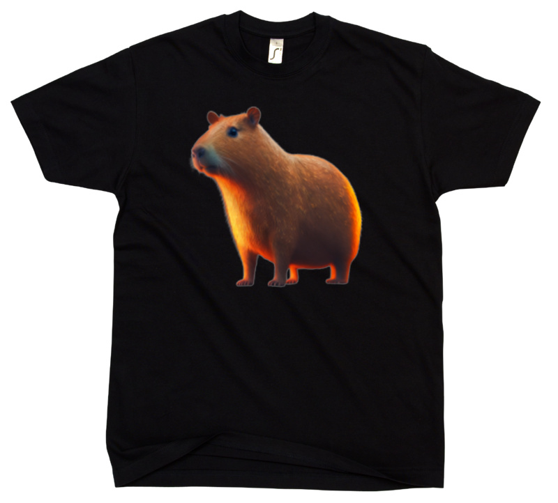 Fajna kapibara urocza - Męska Koszulka Czarna