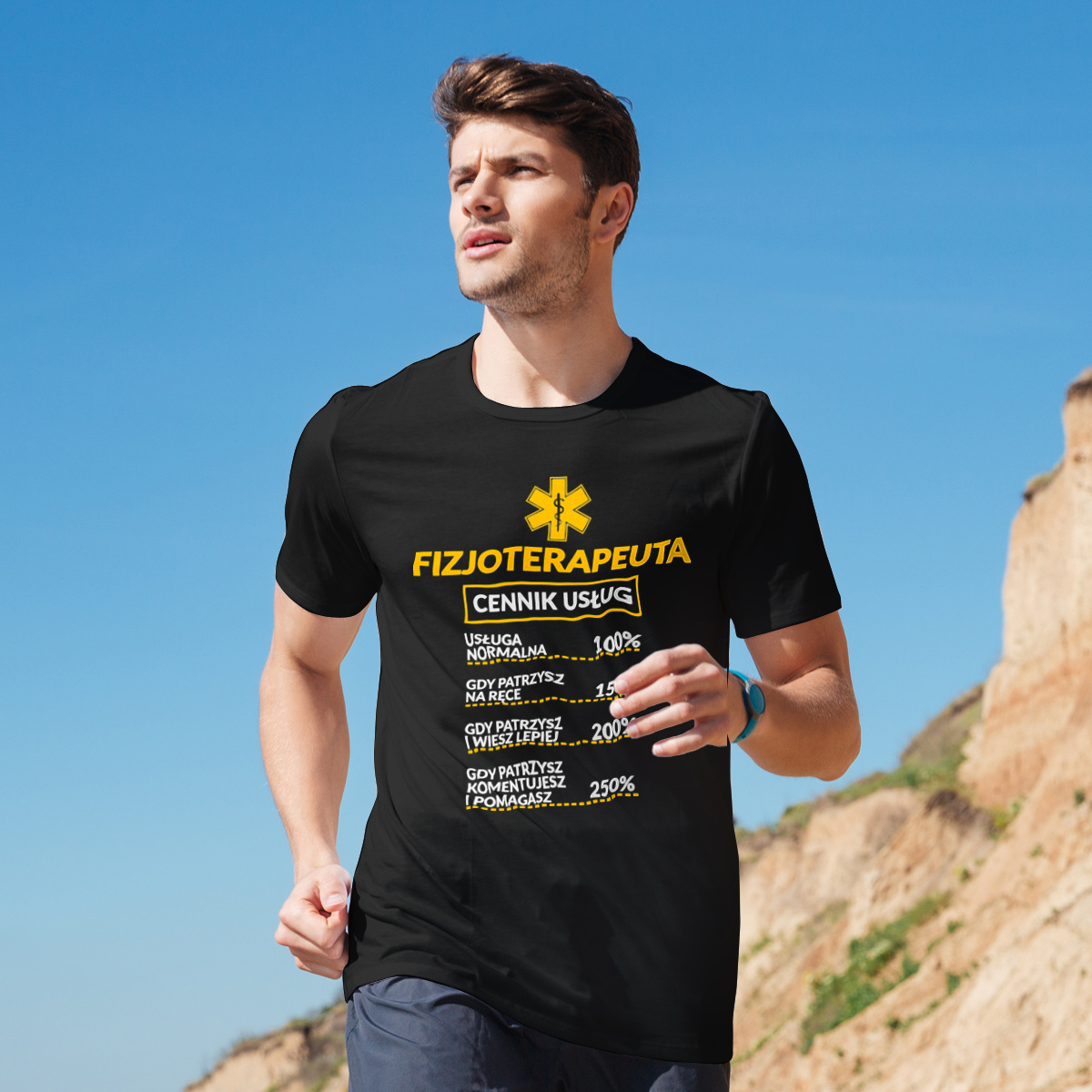 Fizjoterapeuta - Cennik Usług - Męska Koszulka Czarna