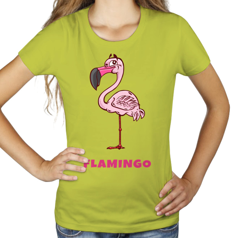Flaming Flamingo - Damska Koszulka Jasno Zielona