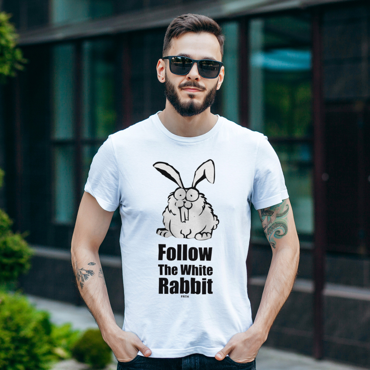 Follow The White Rabbit - Męska Koszulka Biała