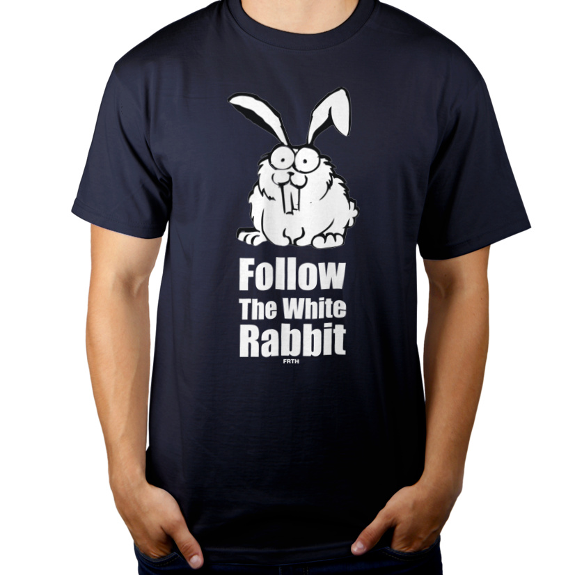 Follow The White Rabbit - Męska Koszulka Ciemnogranatowa