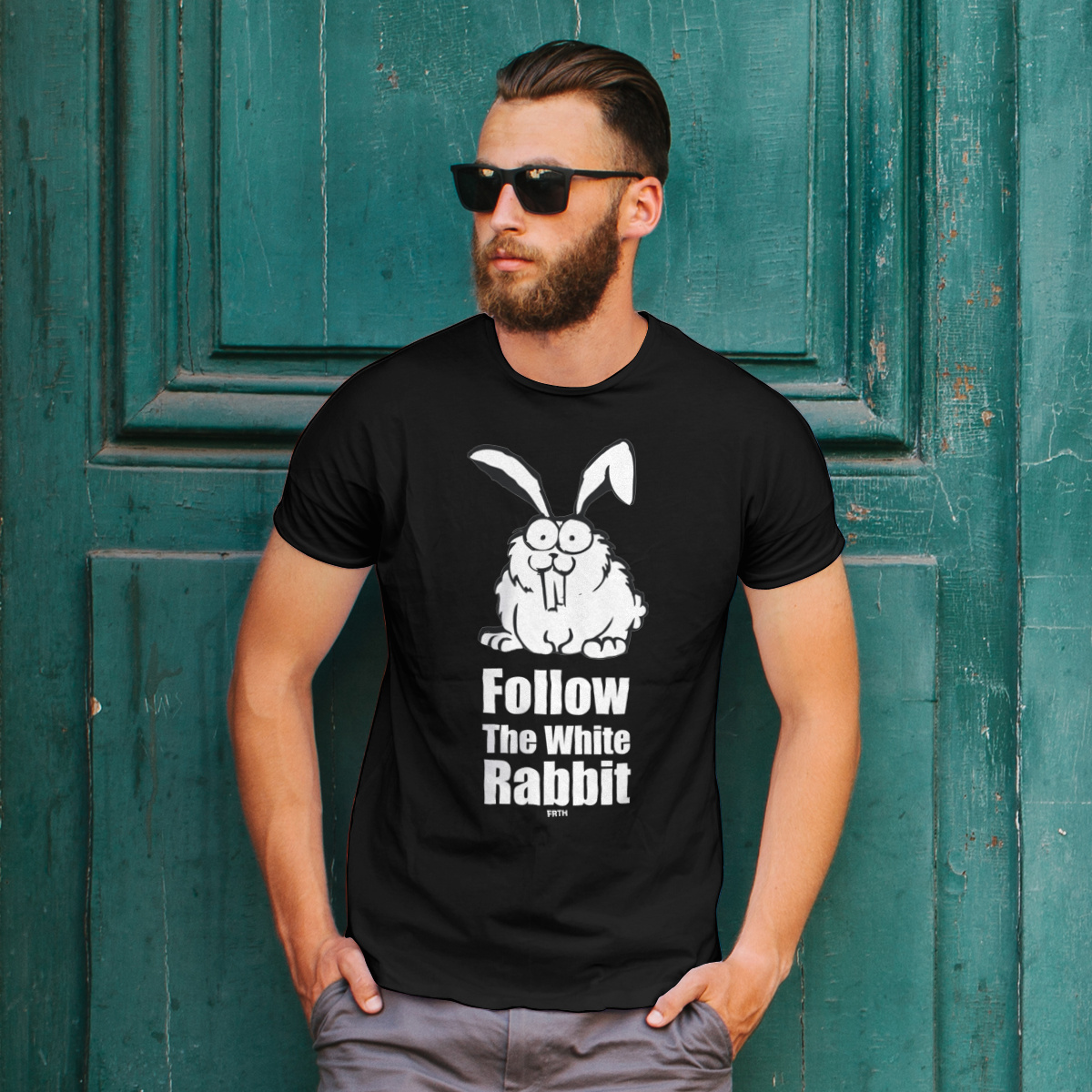 Follow The White Rabbit - Męska Koszulka Czarna